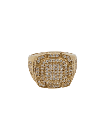 14K gold ring. Square. CZ stones. Size 10
