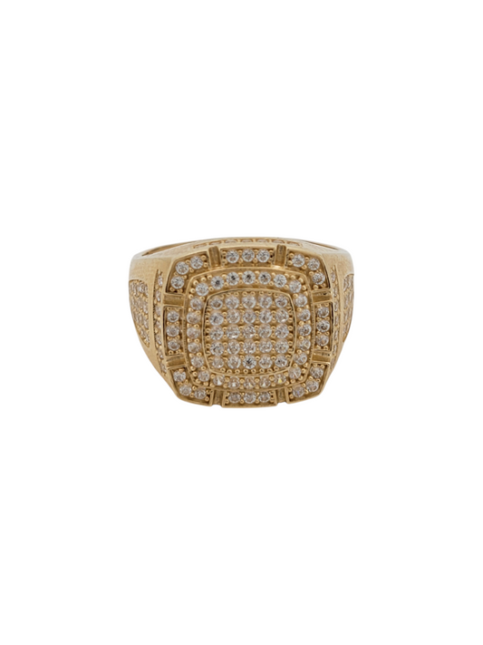 14K gold ring. Square. CZ stones. Size 10