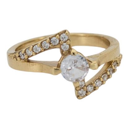 10K gold ring. White stones. Solid. Size 7.5