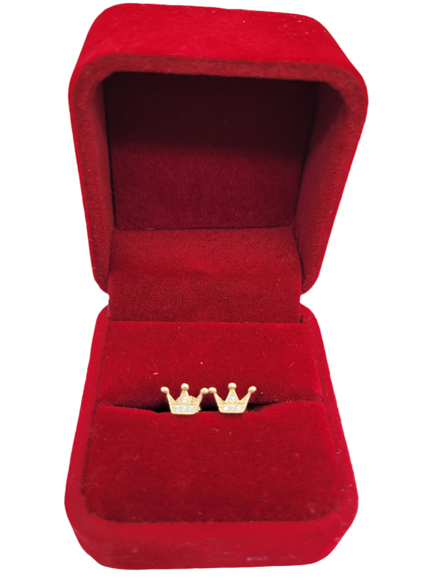 10K gold earrings.  crown CZ stone.
