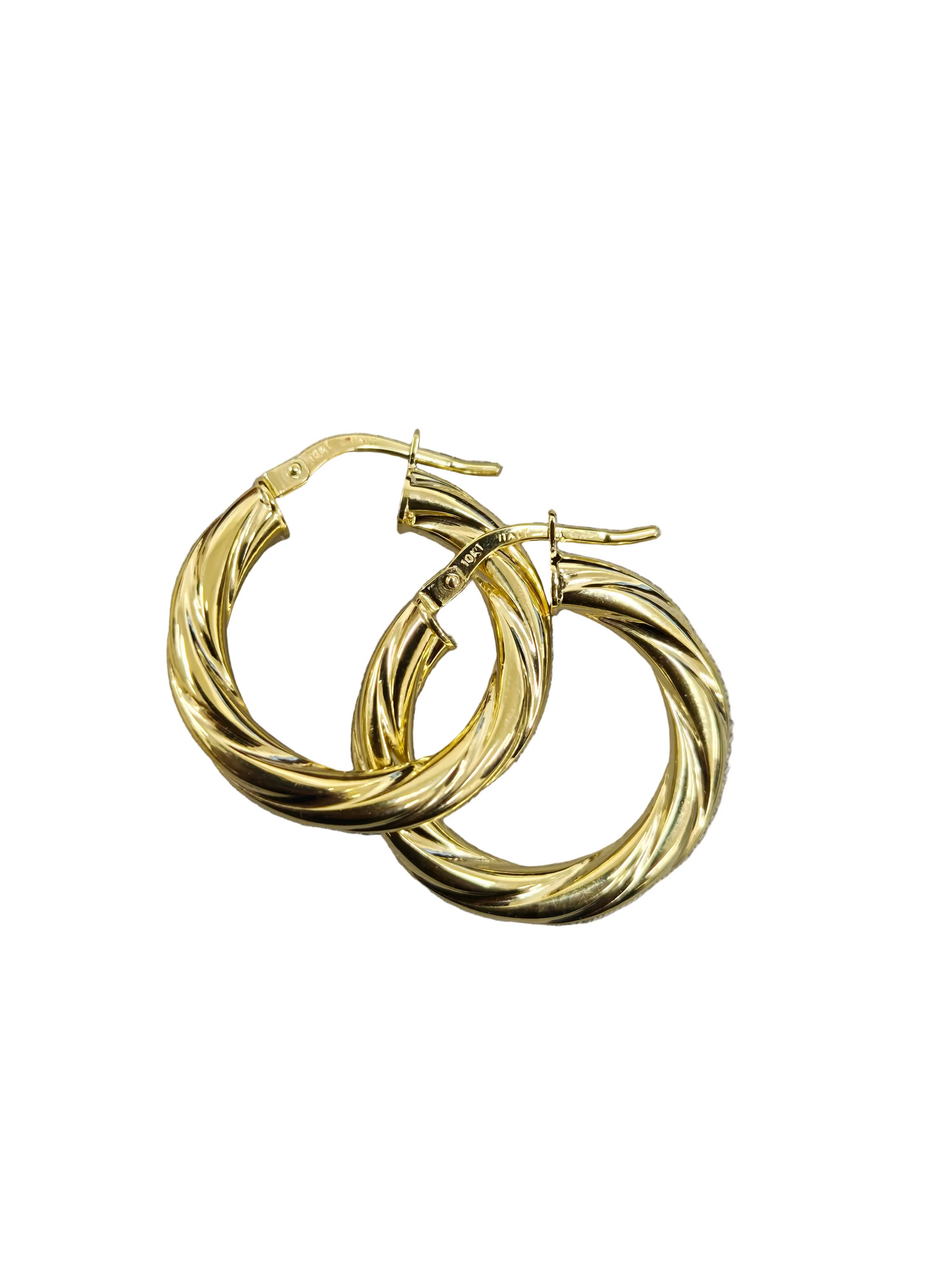10k gold twisted style earrings thick tube