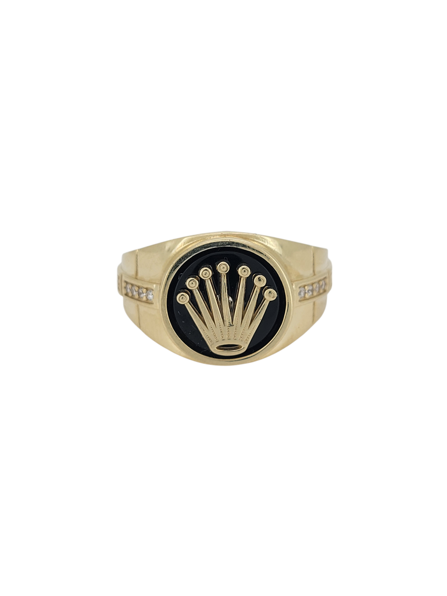 10K gold ring. Crown with black background. Size 10.5