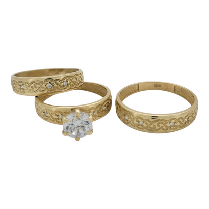 10K gold engagement rings. Trio of rings. Size 6 and 8