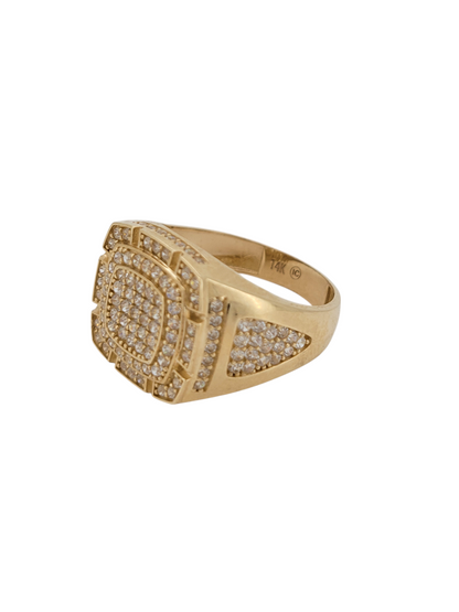14K gold ring. Square. CZ stones. Size 10