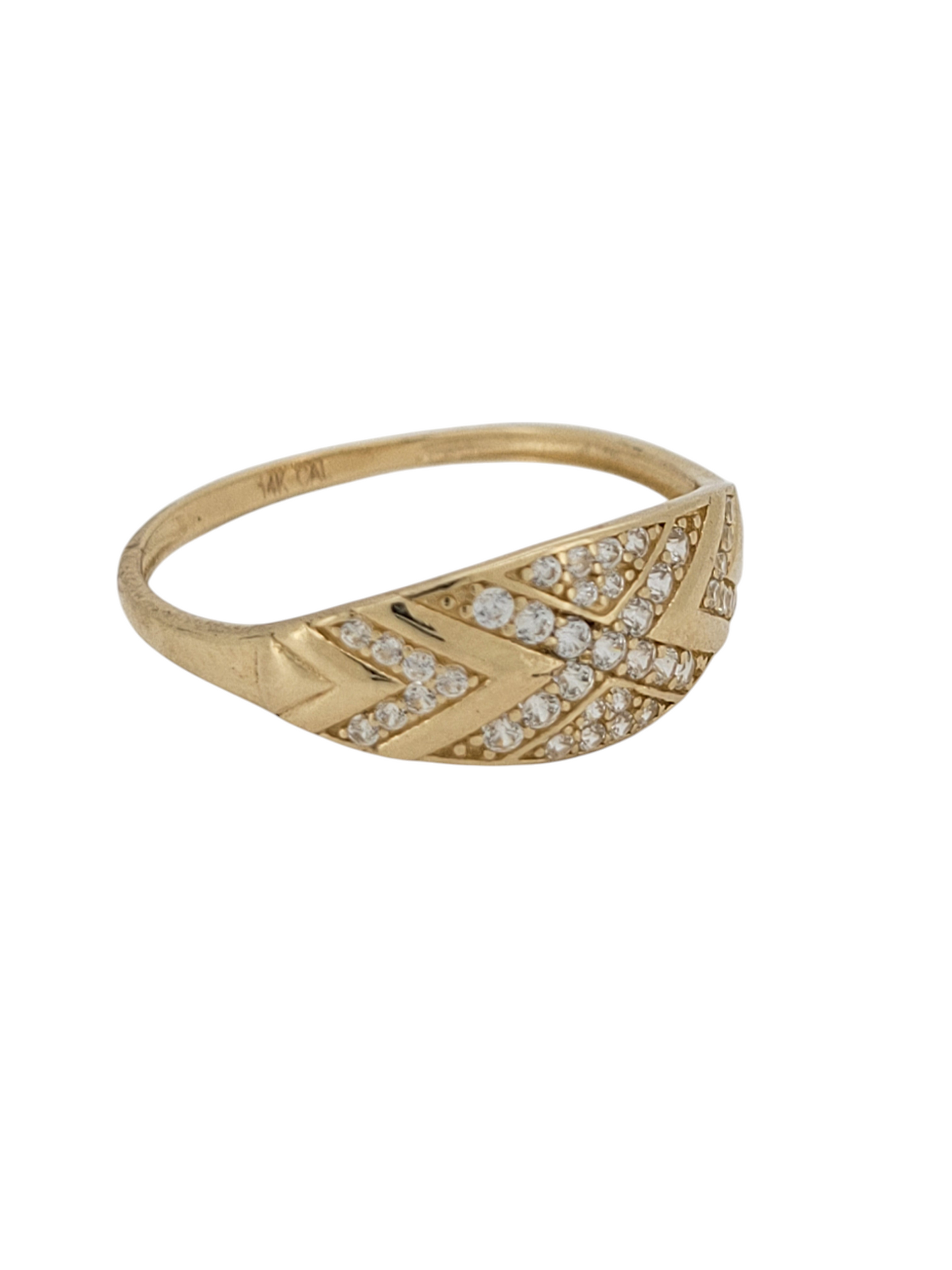 14K gold ring. X with CZ stone. Size 8.5