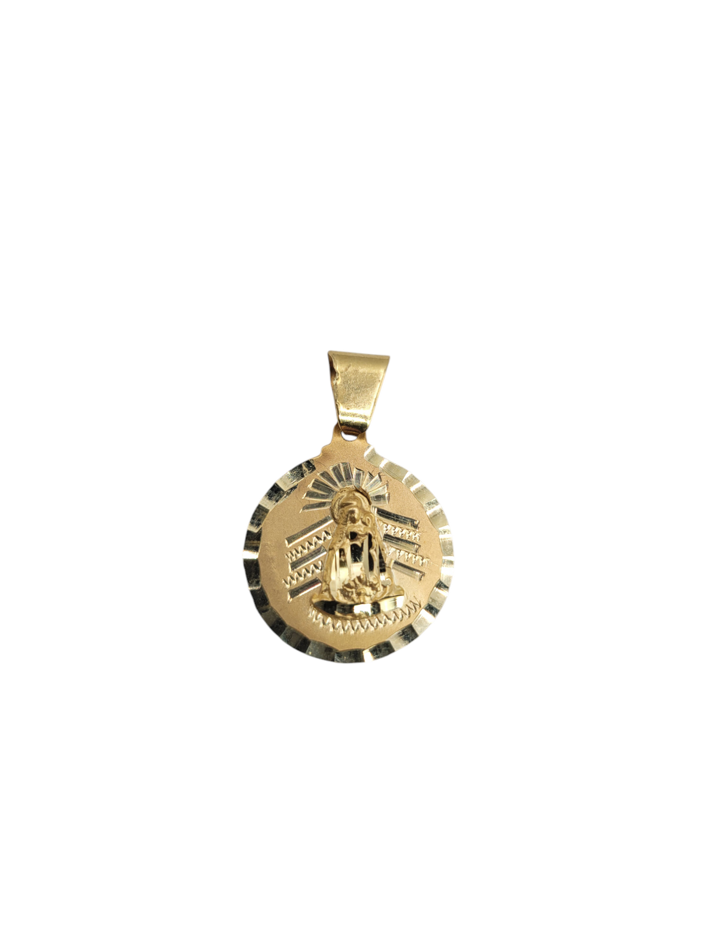 10K gold pendant. Virgin of Charity. 1 in. 2 mm.