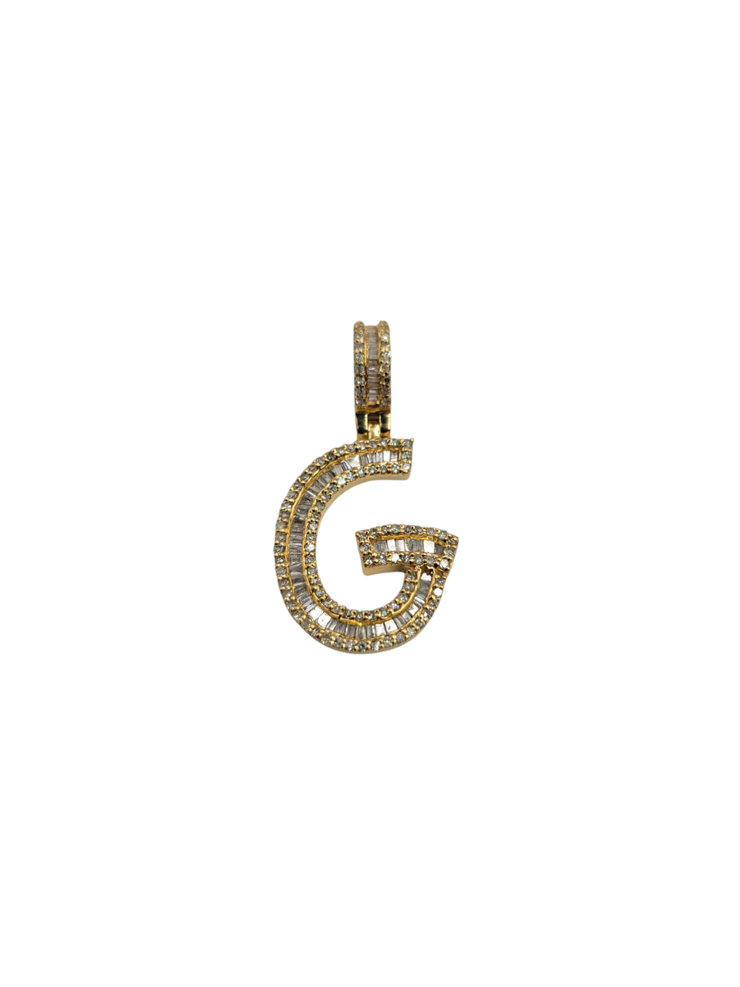 14K gold pendant. Letter G. Real diamonds.