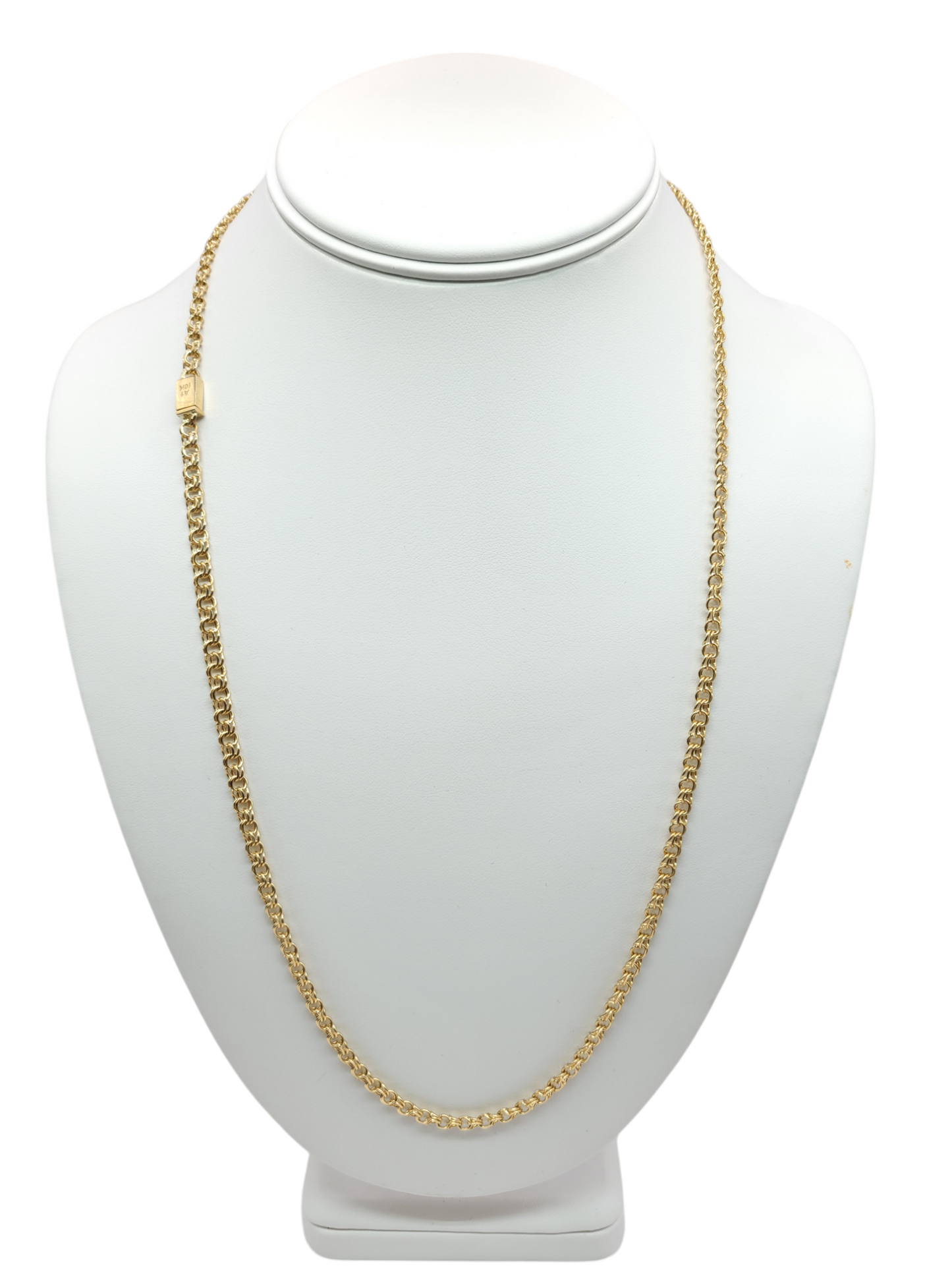 10K gold chain. Chinoiserie weave. Box clasp. 24in . 6mm