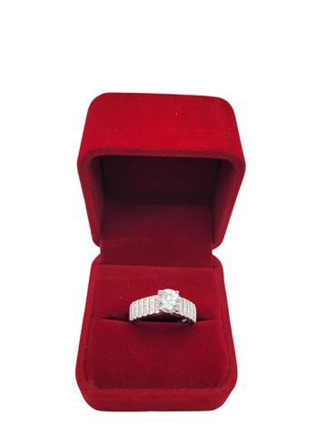 925 silver wedding ring. CZ stones. Sizes 6, 7, and 8.