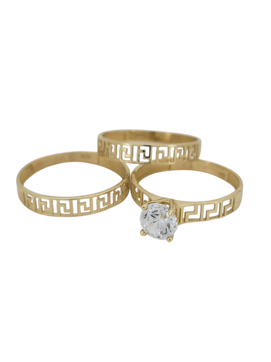 10K gold wedding rings. Trio of rings. Size 8 y 9