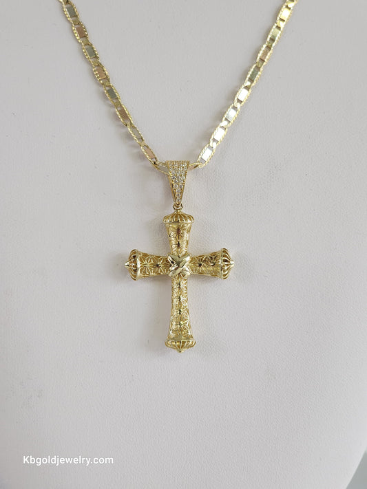 14k gold chain with cross pendant included