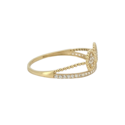 10k Gold Fancy Ring. CZ Stones. Size 8