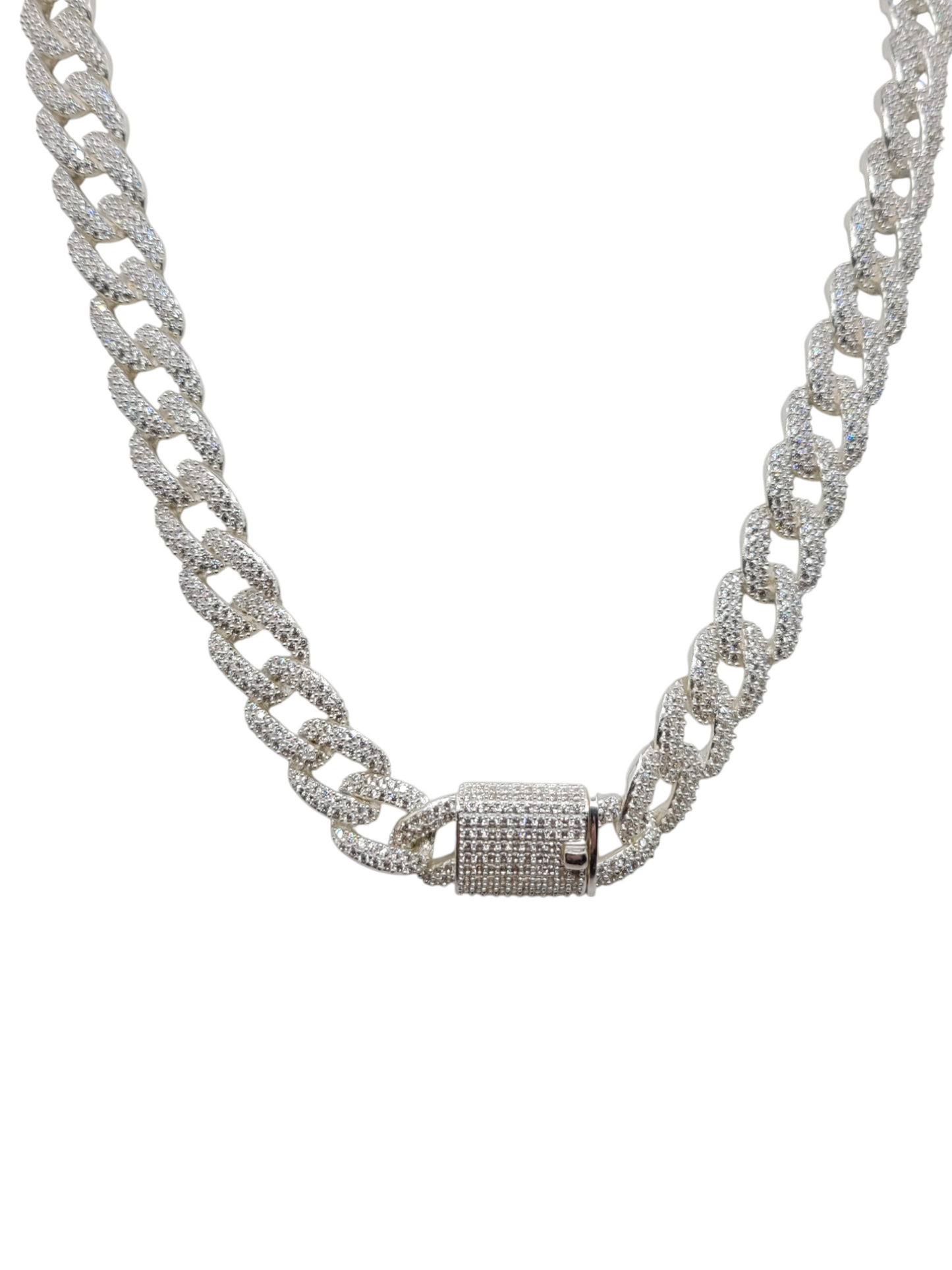 925 silver chain. Box clasp. CZ stone. 18in . 10mm
