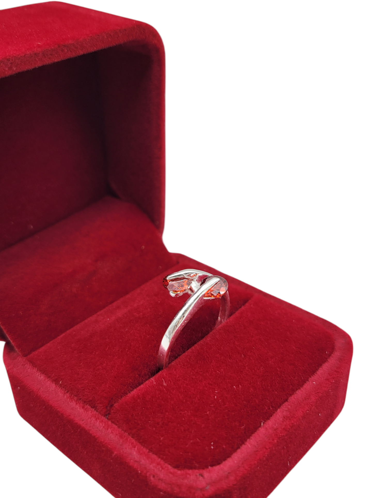 925 silver ring. 2 red CZ stones. Size 7.5