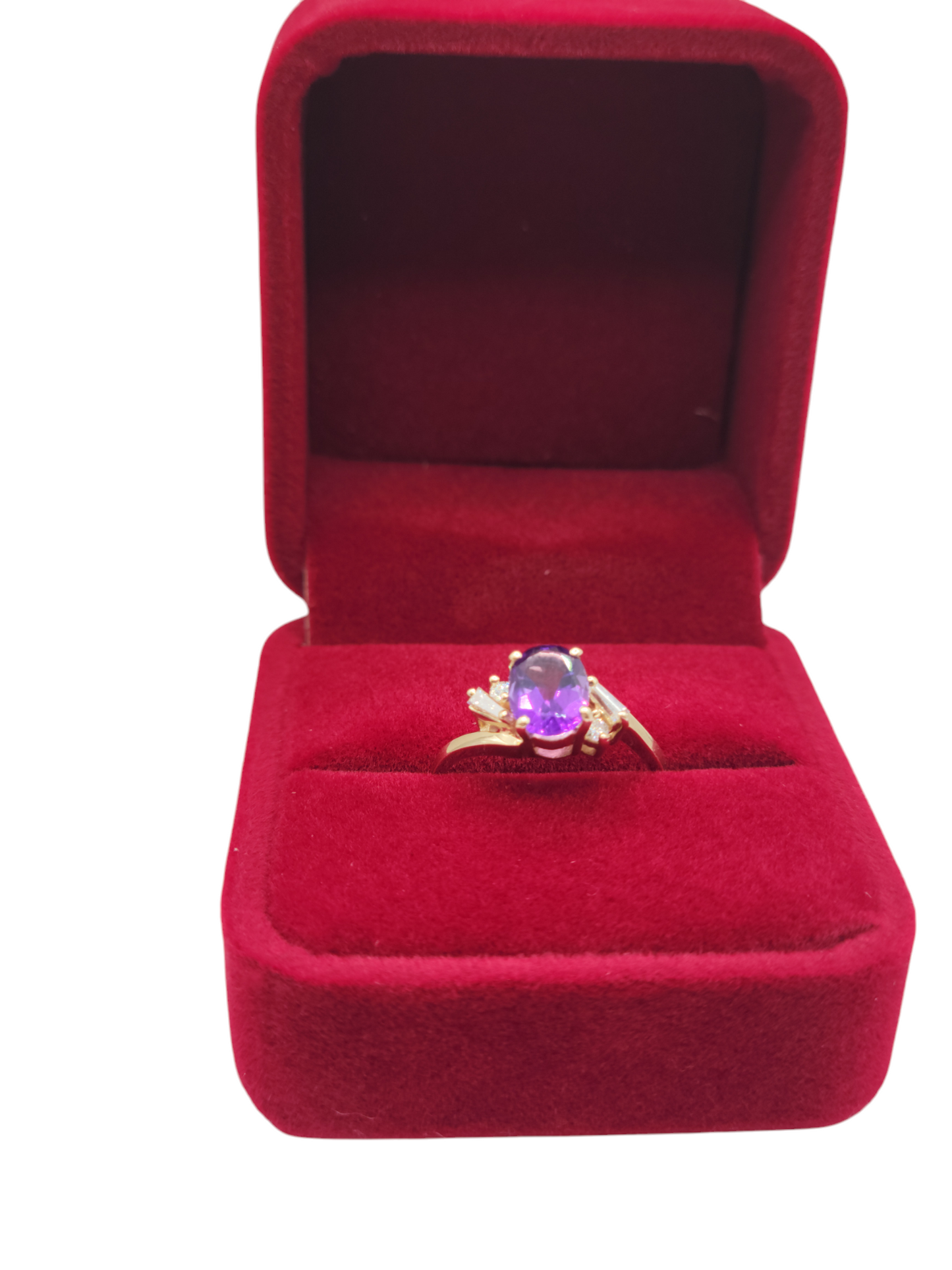 14K gold ring. Amethyst stone and 0.10ctw real diamonds. Size 7