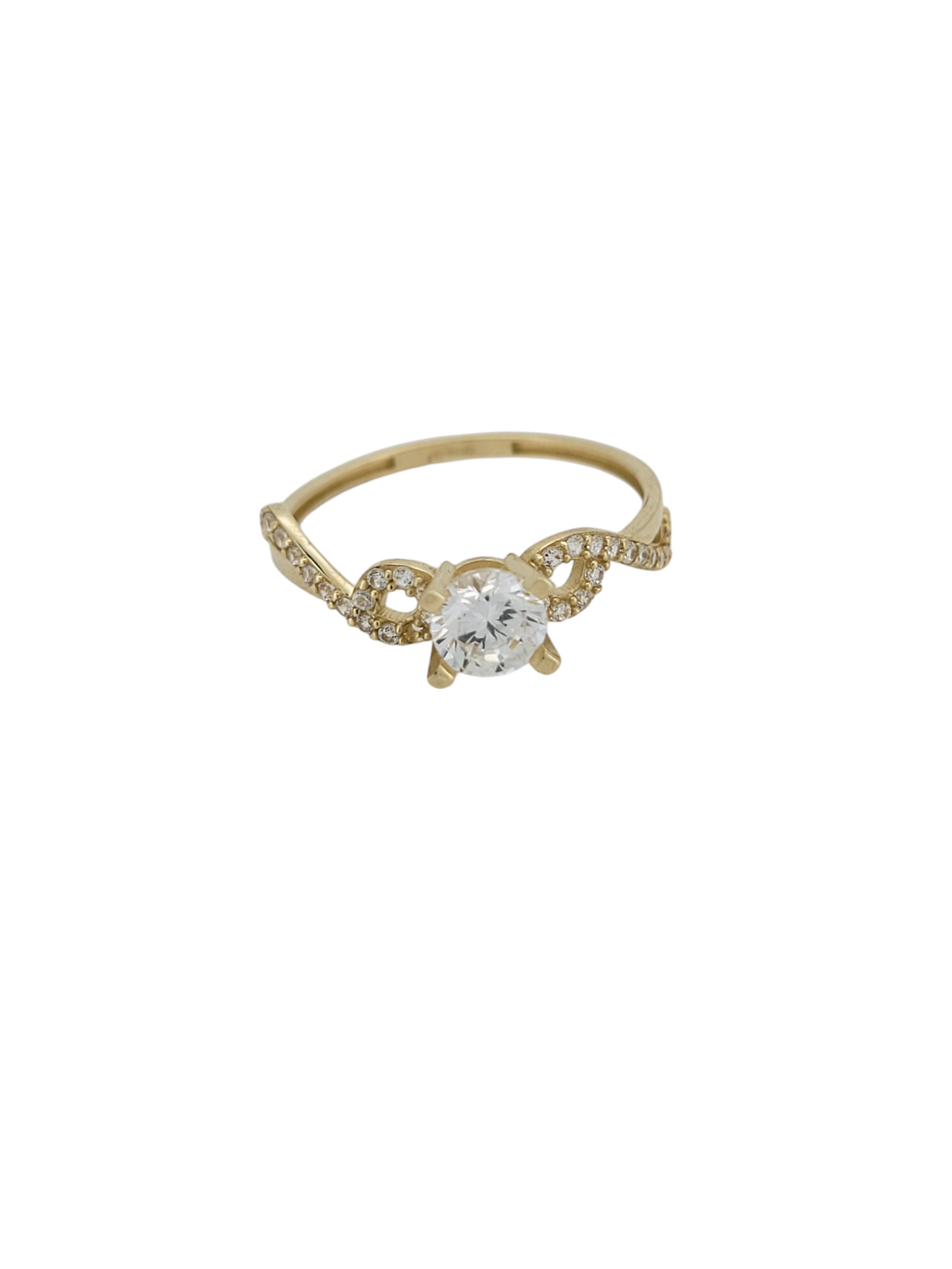 10K gold ring. Round white stone. CZ stones. Size 8.5