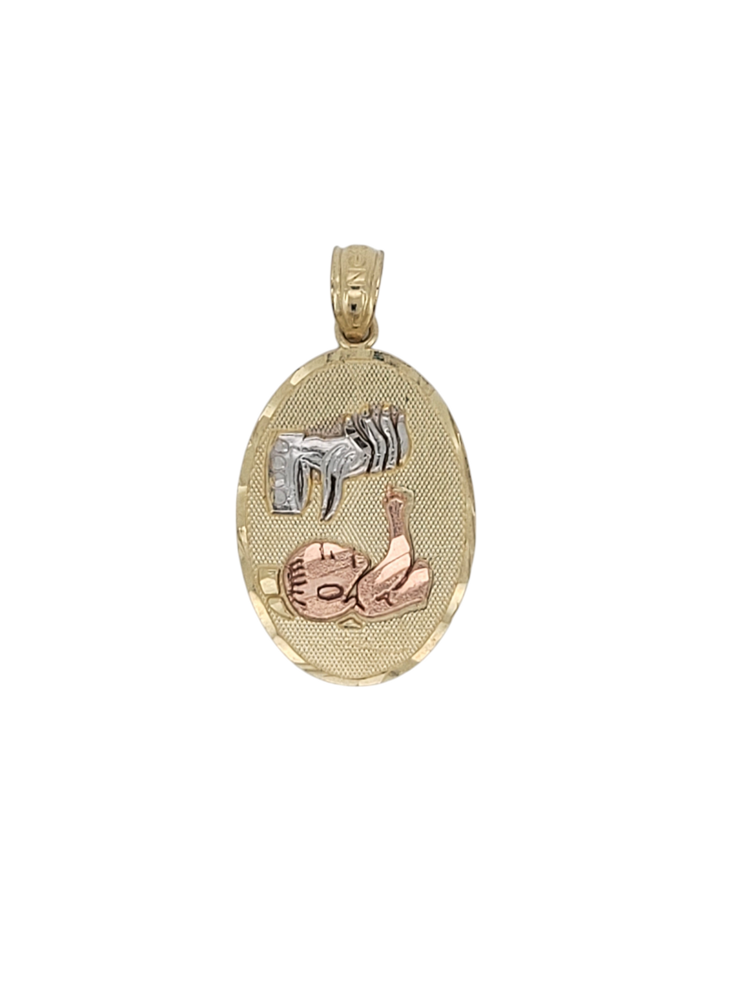 10K gold pendant. Baptism. Oval shape.