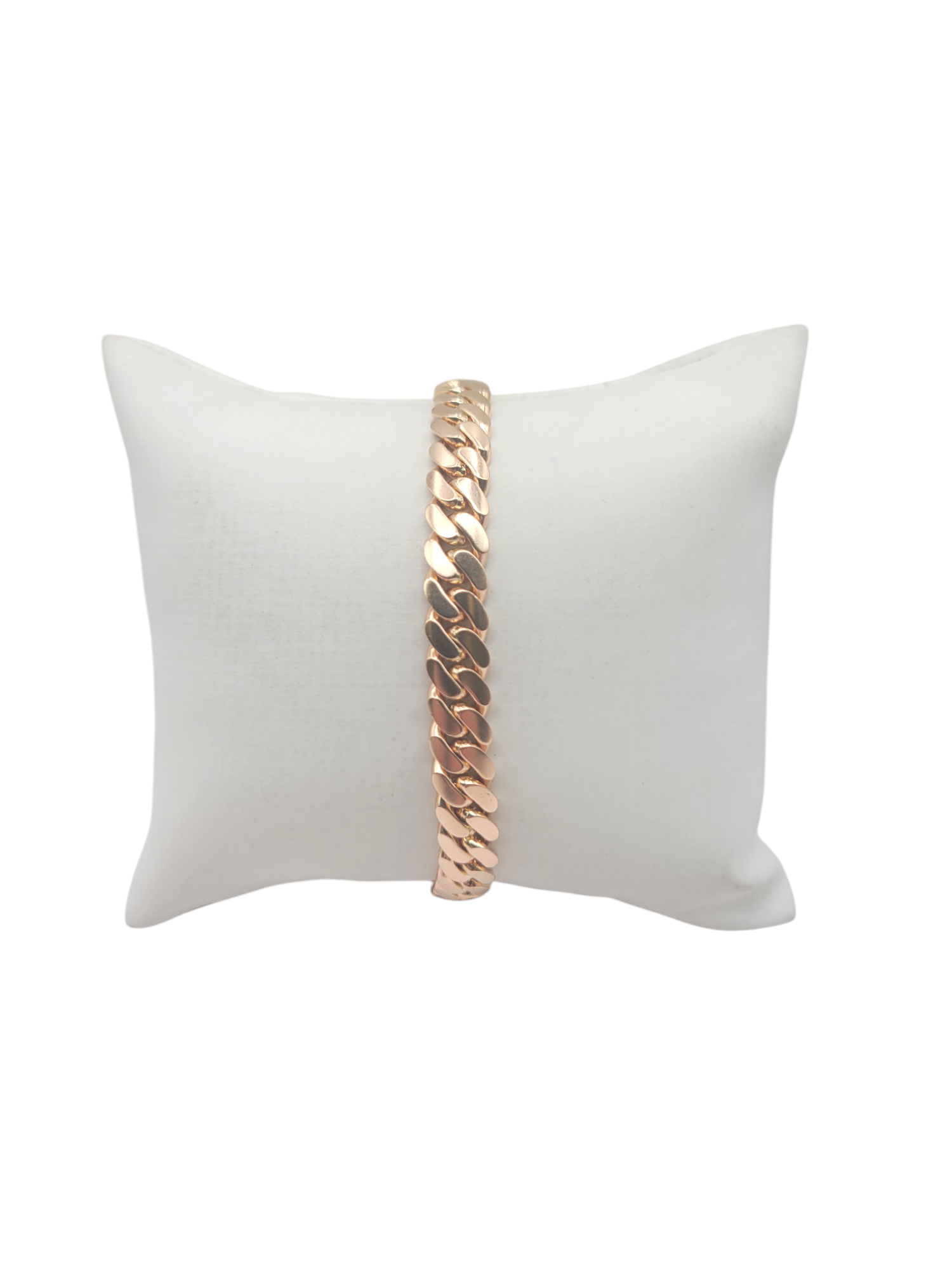 14K rose gold bracelet. Box clasp.  8in. 7mm