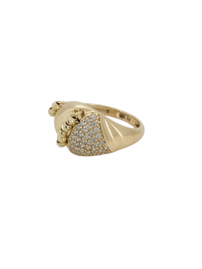 10K gold ring. Design with CZ stones. Size 8