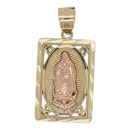 10K gold pendant. Square Virgin of Guadalupe.