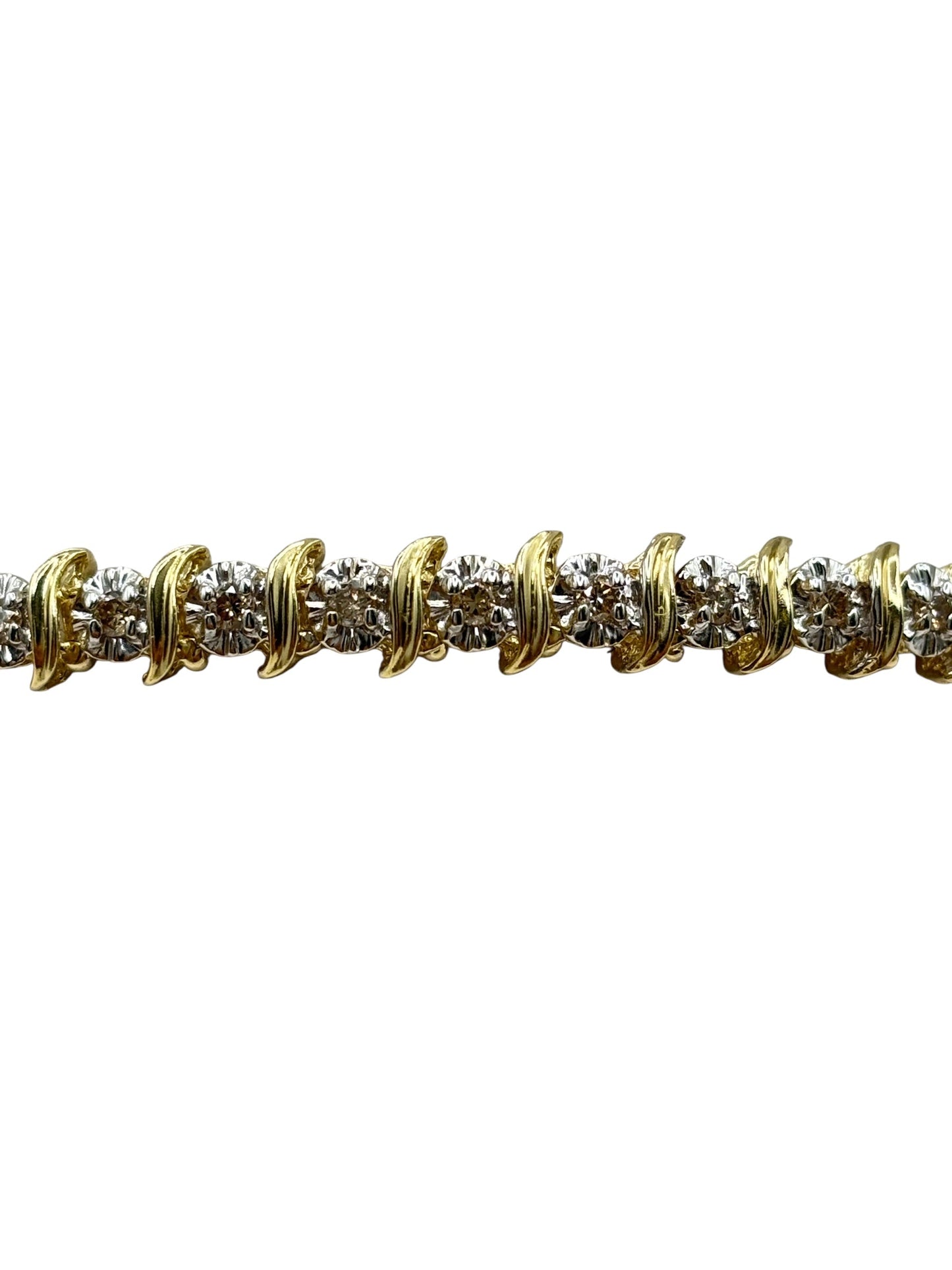 14k gold bracelet with real diamonds 7in 5.5mm