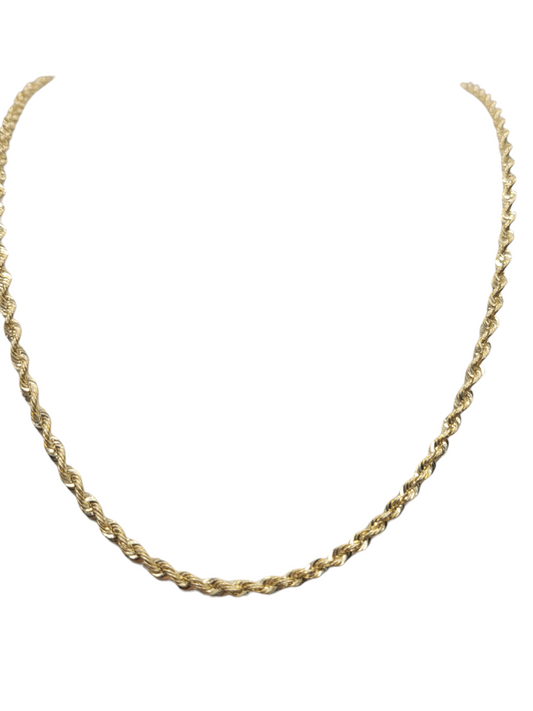 10K Gold Plain Rope Chain, 24in, 3mm