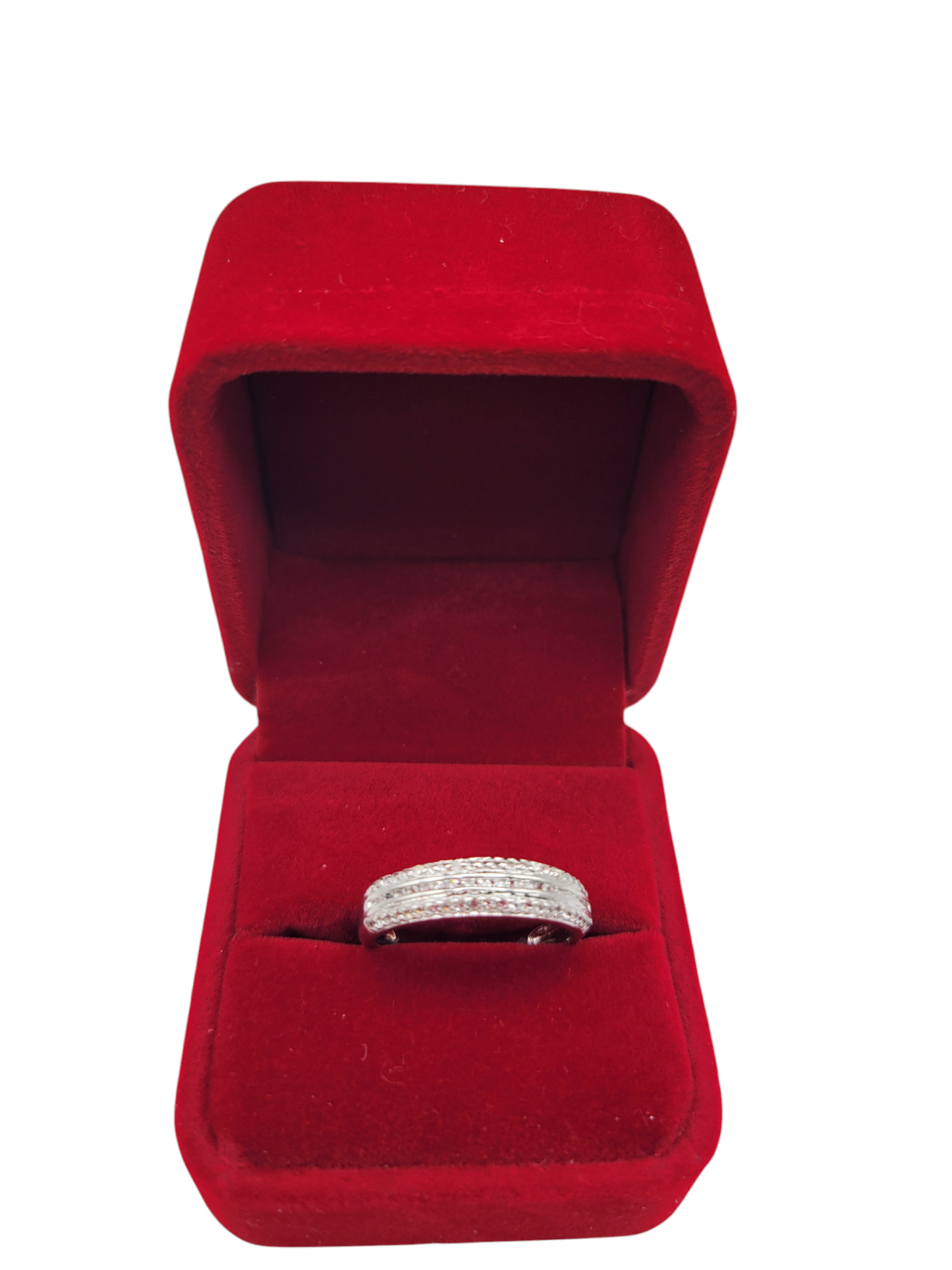 925 silver ring. Wedding band. 2 rows of CZ stones. Size 6,8y9