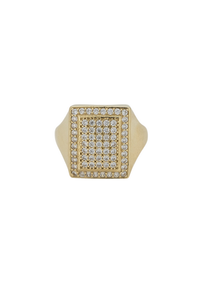 10K gold ring, square with CZ stones. Size 10.5