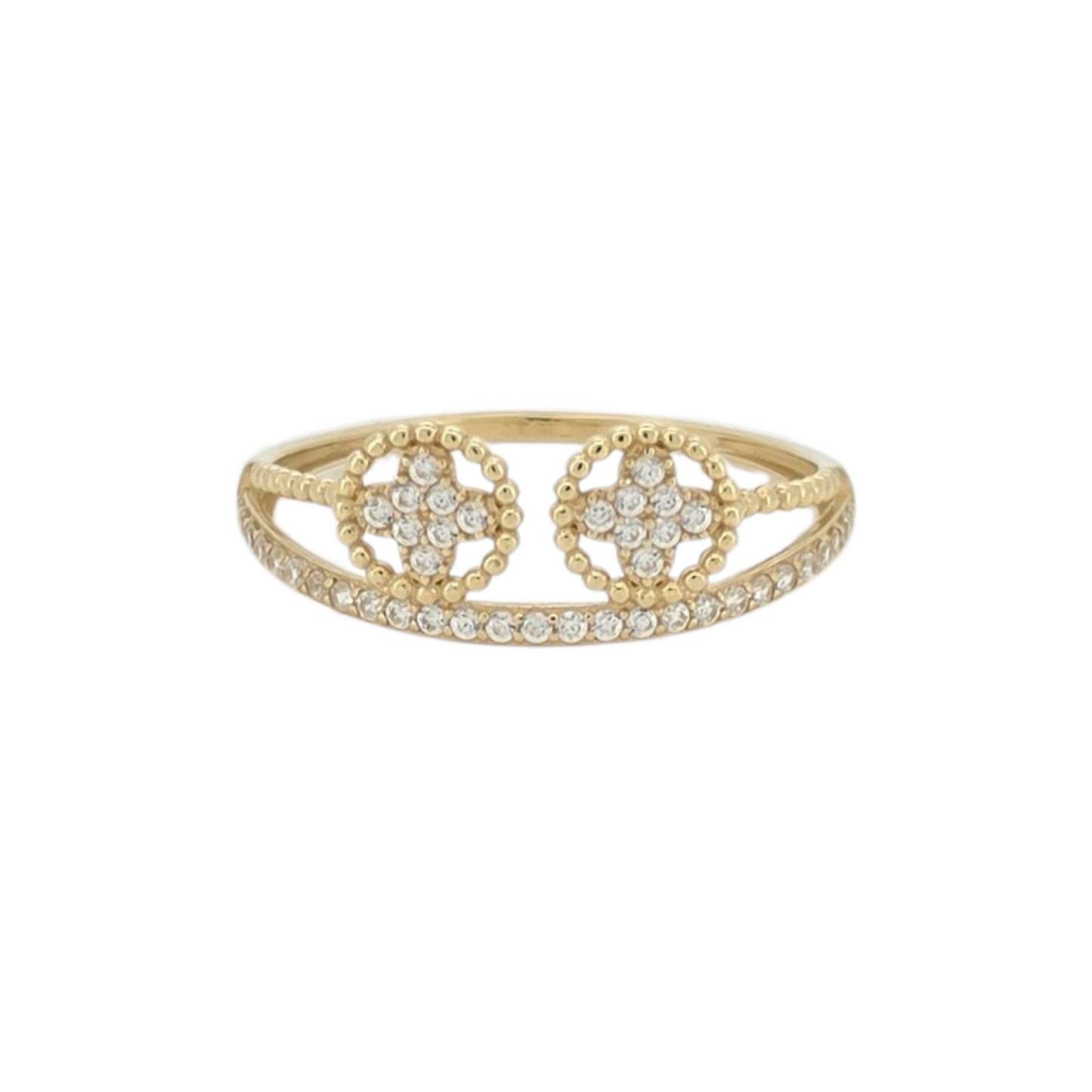 10k Gold Fancy Ring. CZ Stones. Size 8