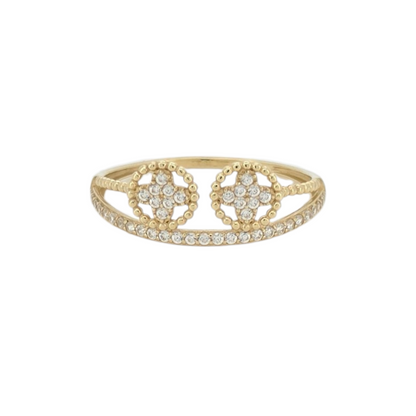 10k Gold Fancy Ring. CZ Stones. Size 8