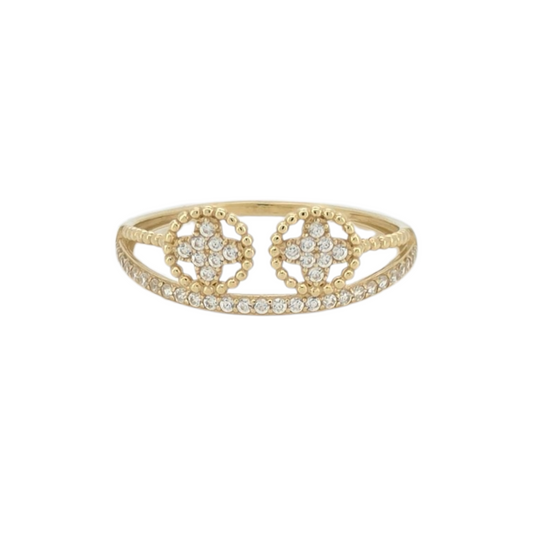 10k Gold Fancy Ring. CZ Stones. Size 8