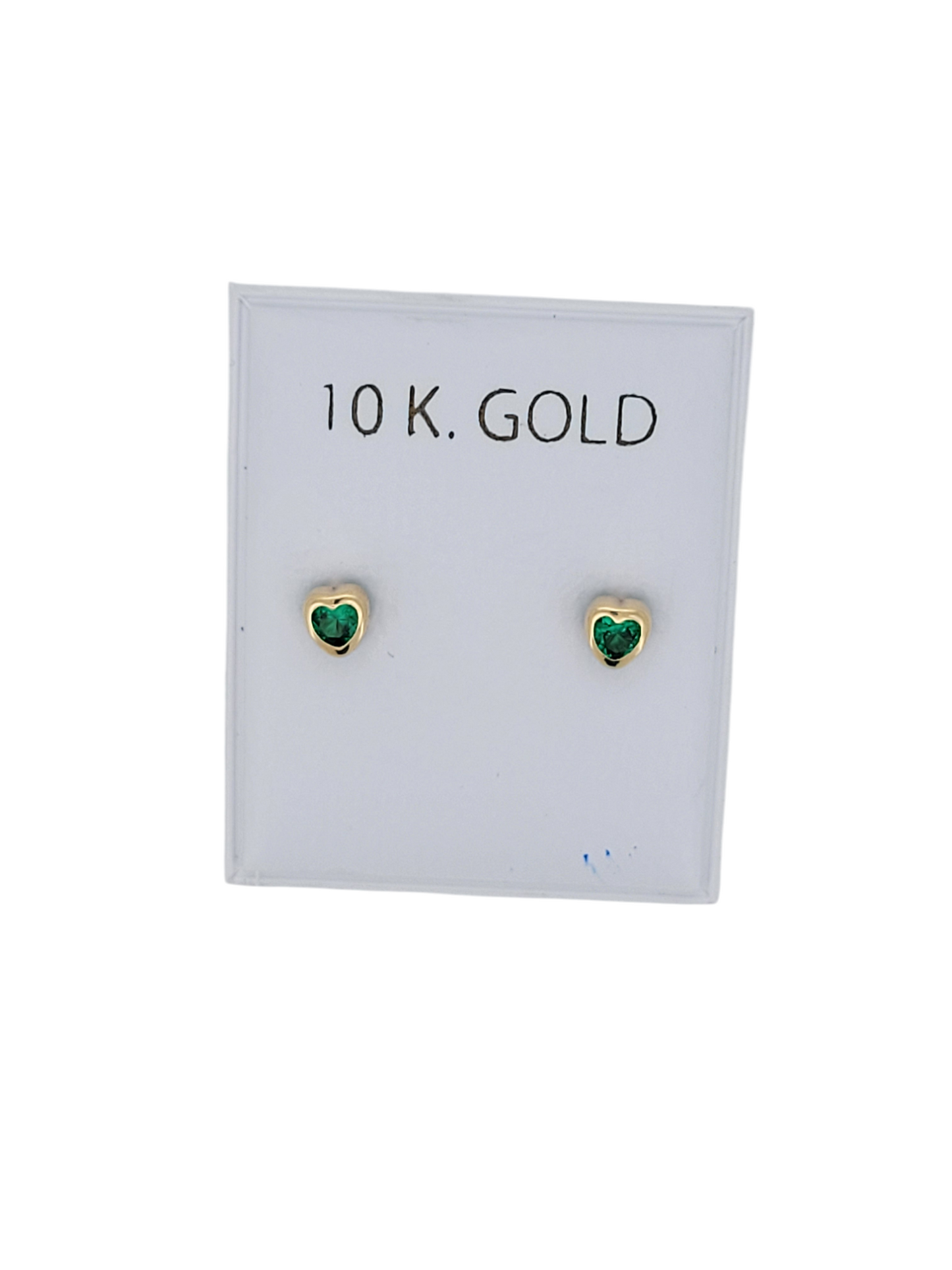 10K gold earrings. Green hearts.