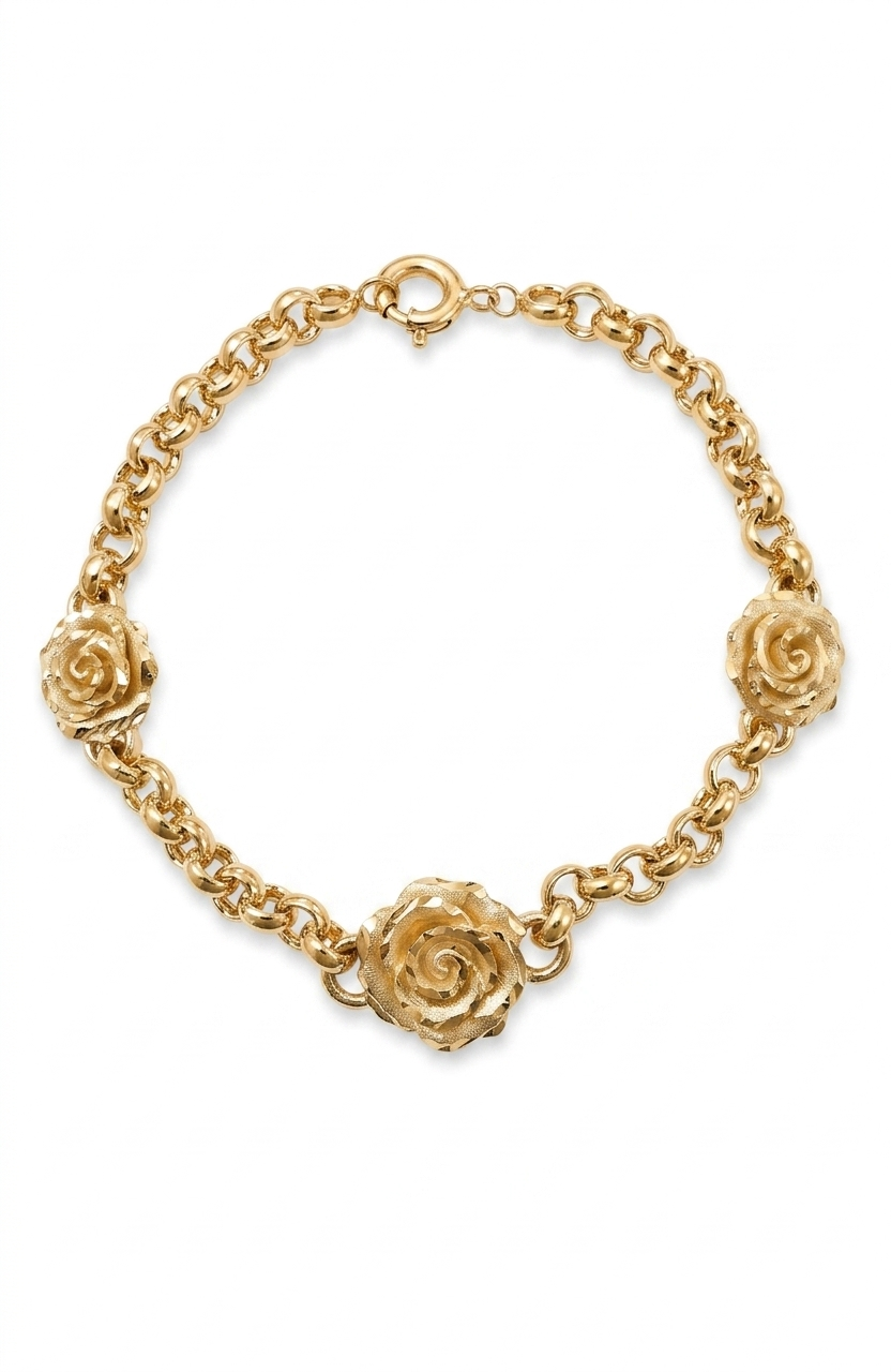 10k gold flower bracelet 7.5inch