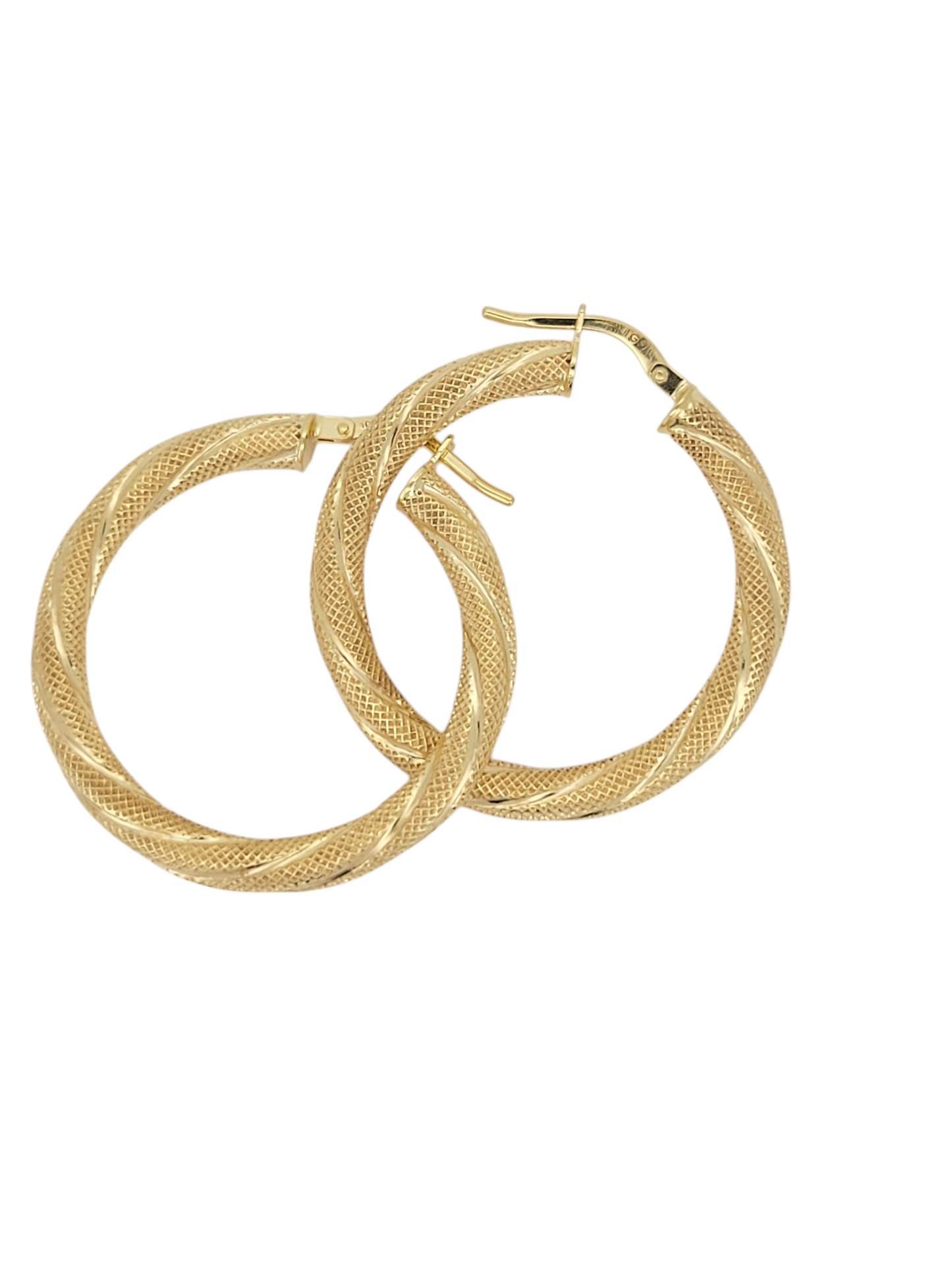 Gold earrings. Snowy. Thick. Size 3
