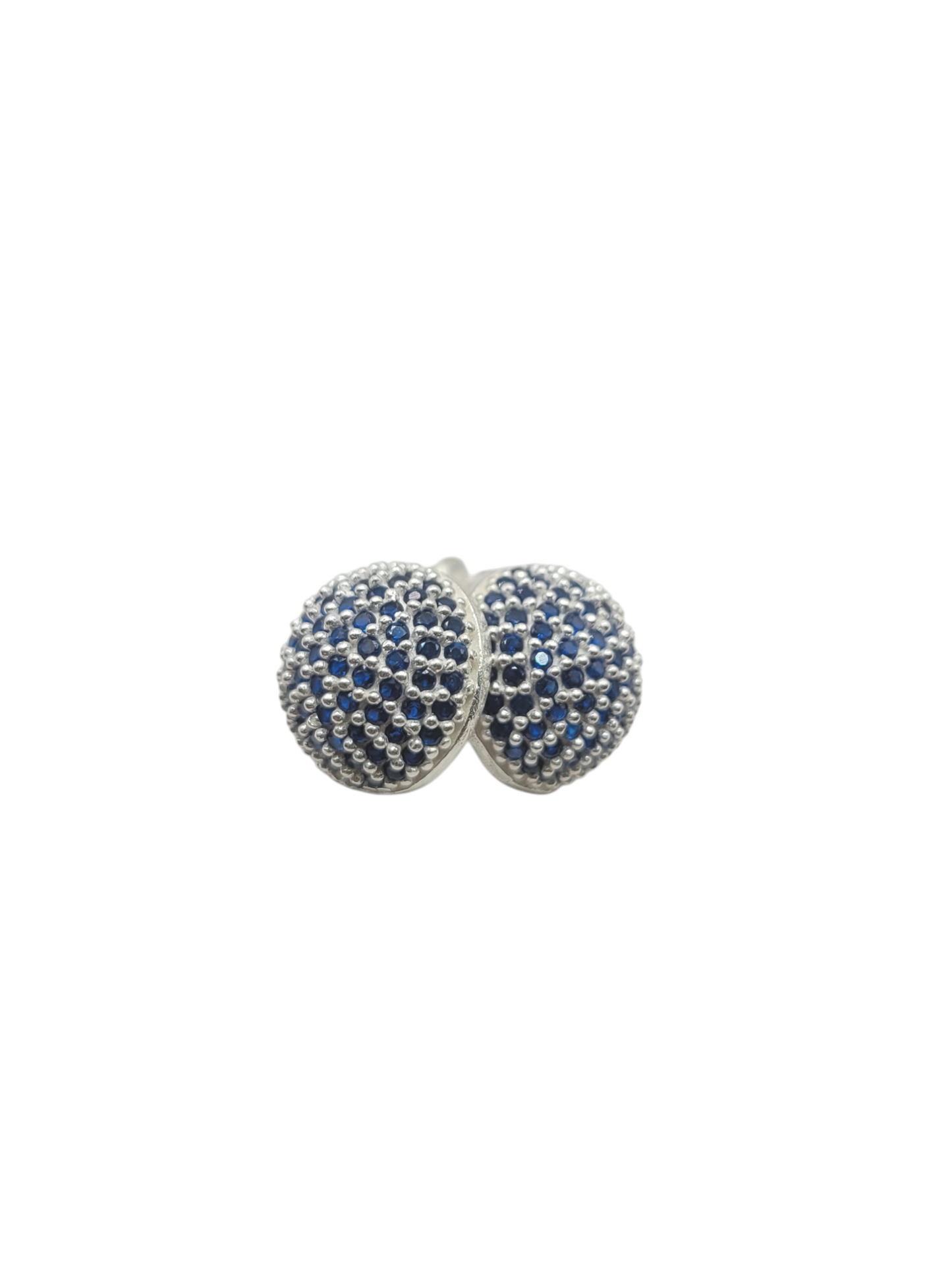 925 silver earrings. Blue CZ stone balls