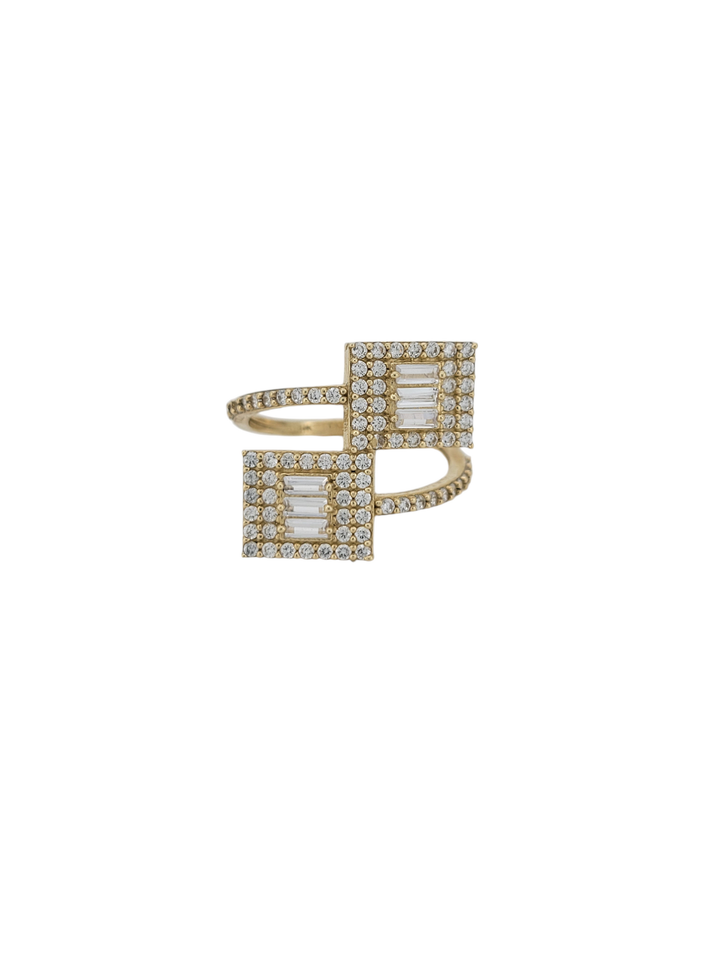 10K Gold Ring. Two squares with CZ stone . Size 7