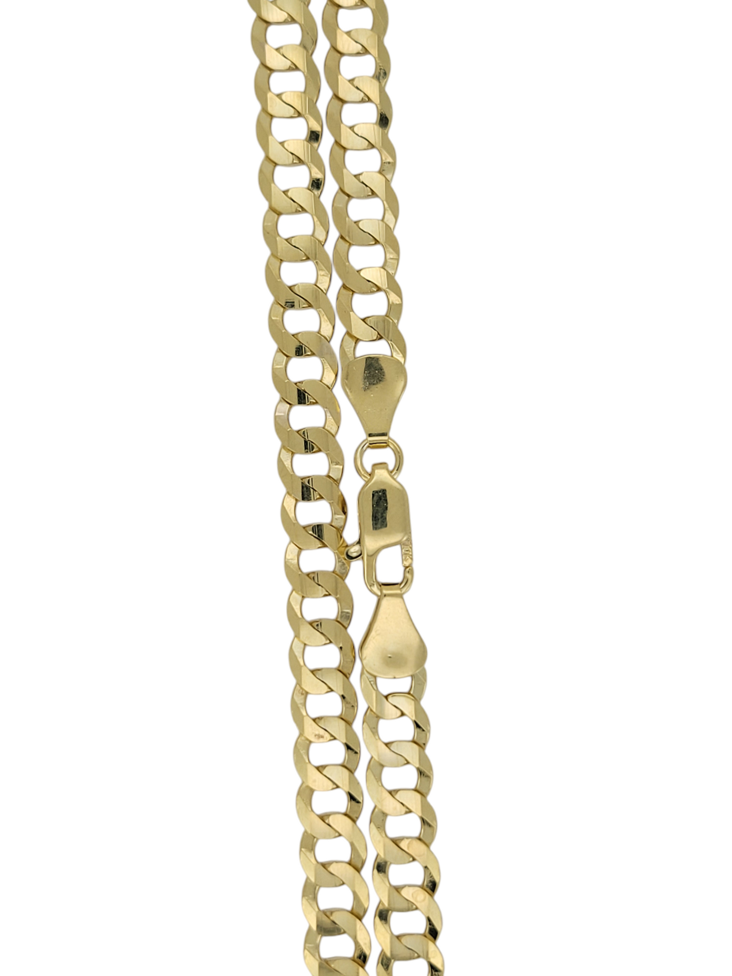 Solid 10K gold Cuban chain. Brilliant cut style. 24in .6.5mm