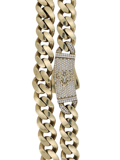 10K gold Cuban link chain. Monaci style. 24in. 11mm