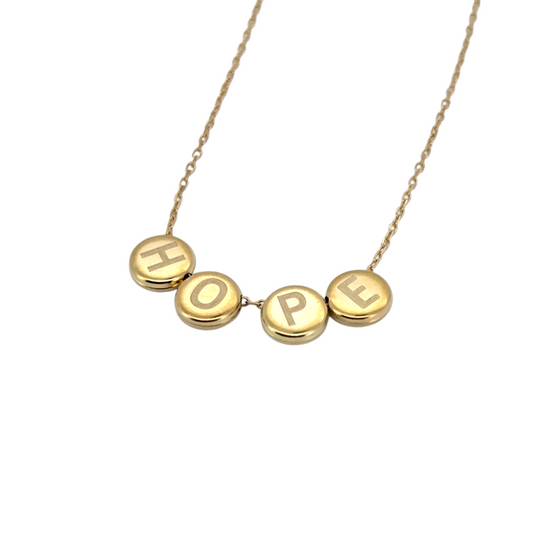 10k Gold Cable Chain with HOPE Pendant. Adjustable size 16-18 in