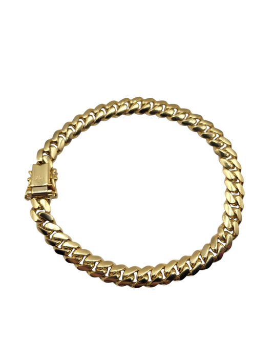 Solid 10K gold bracelet. Box clasp. 8in . 7mm