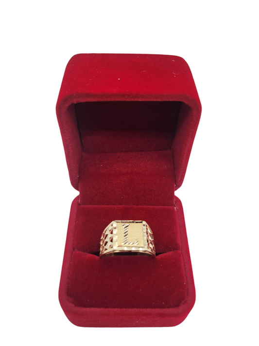 10K gold ring. Letter L. Size 9
