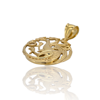 "Fire & Blood" Three-Headed Dragon Pendant - Solid Gold