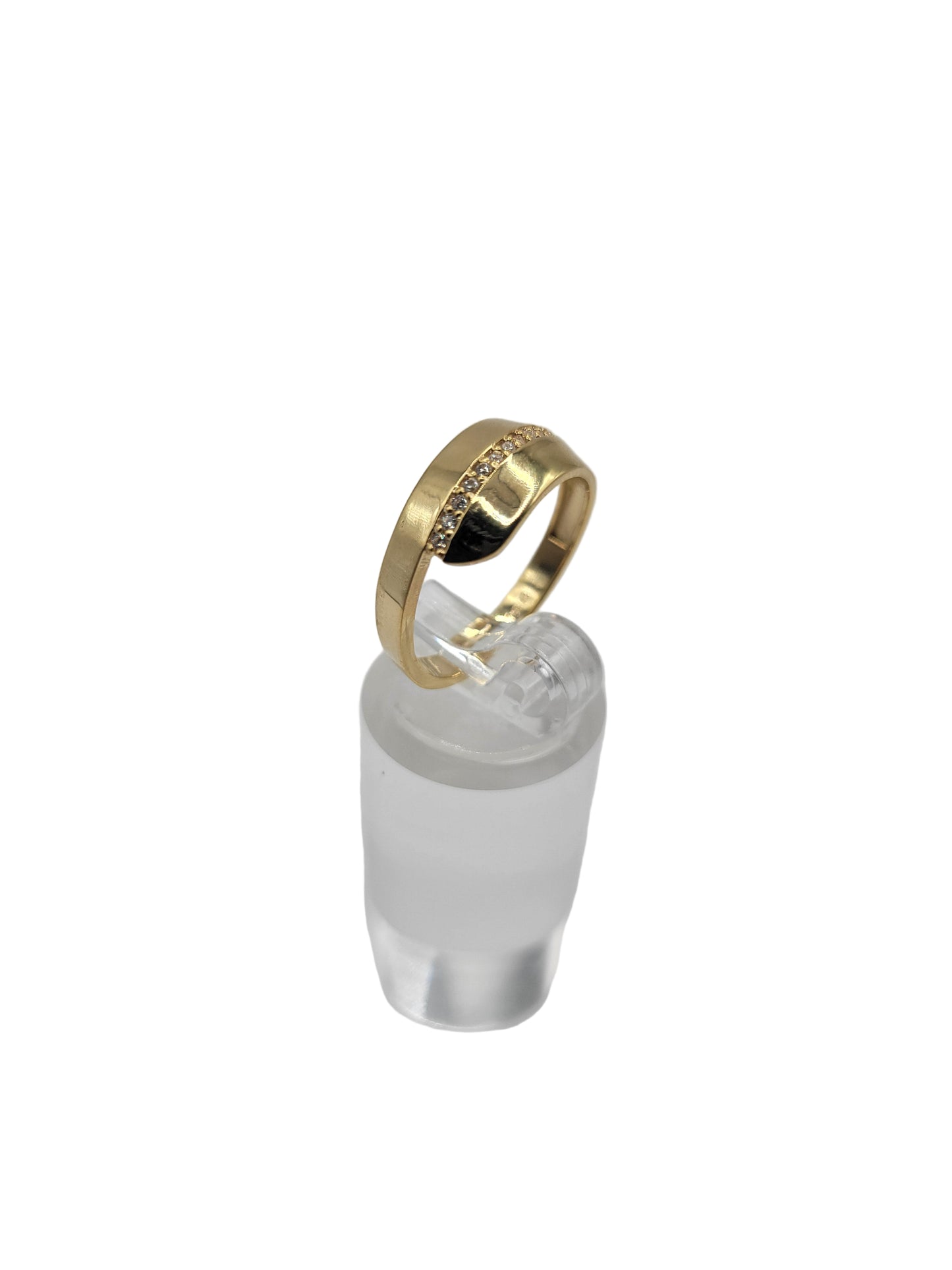 14K gold ring. Double union with CZ stone. Size 7.5