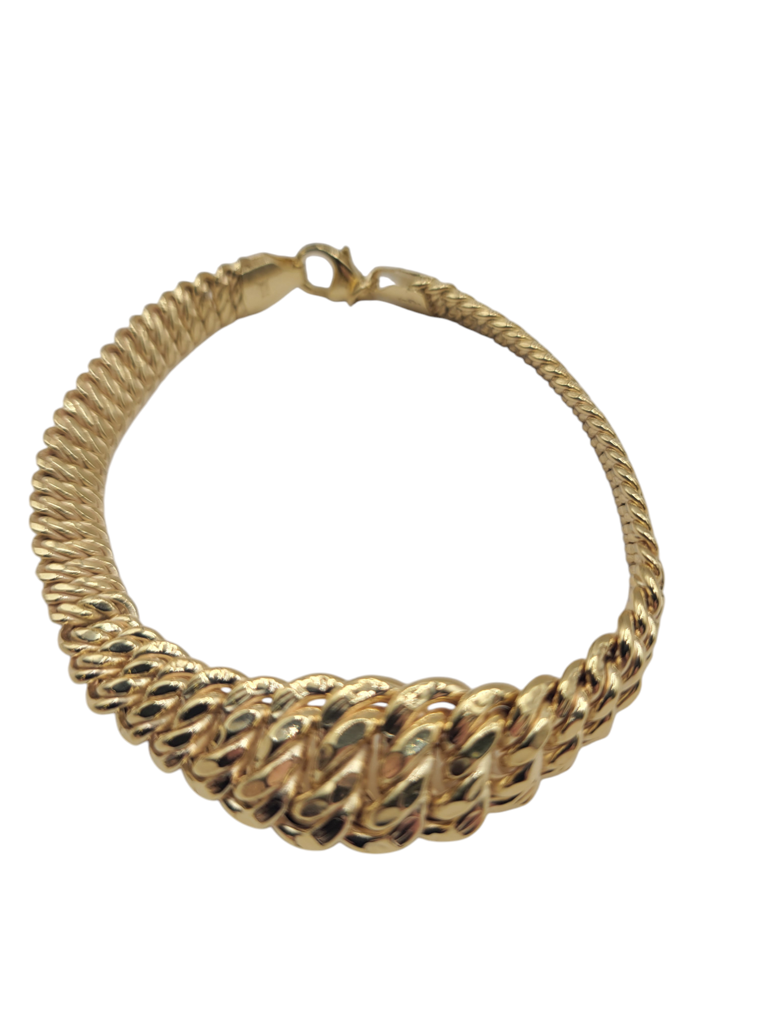 10K Gold Princess Cut Bracelet, 7 in, 7-13.8 mm