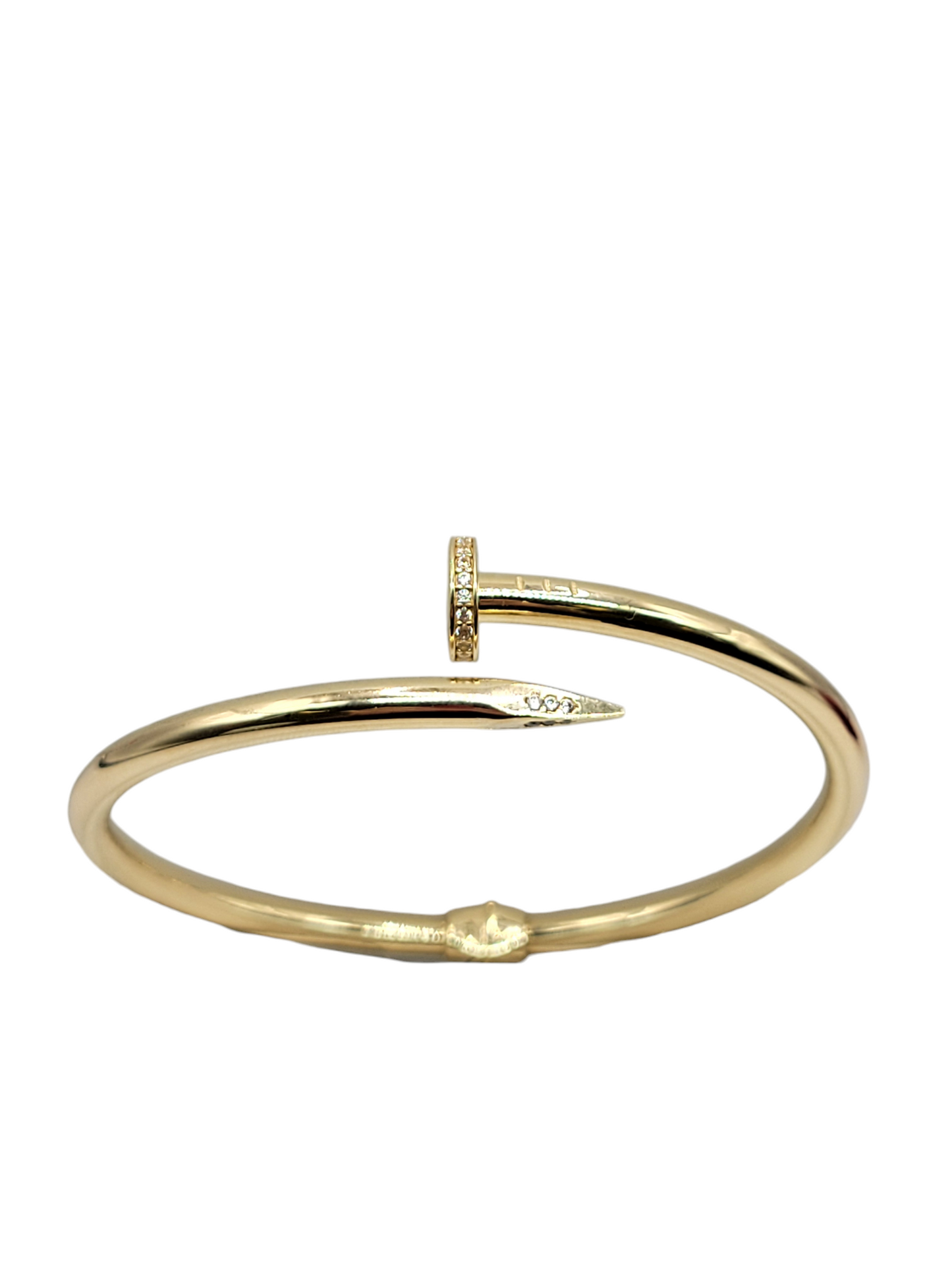 10K gold bracelet. Nail. CZ stone.