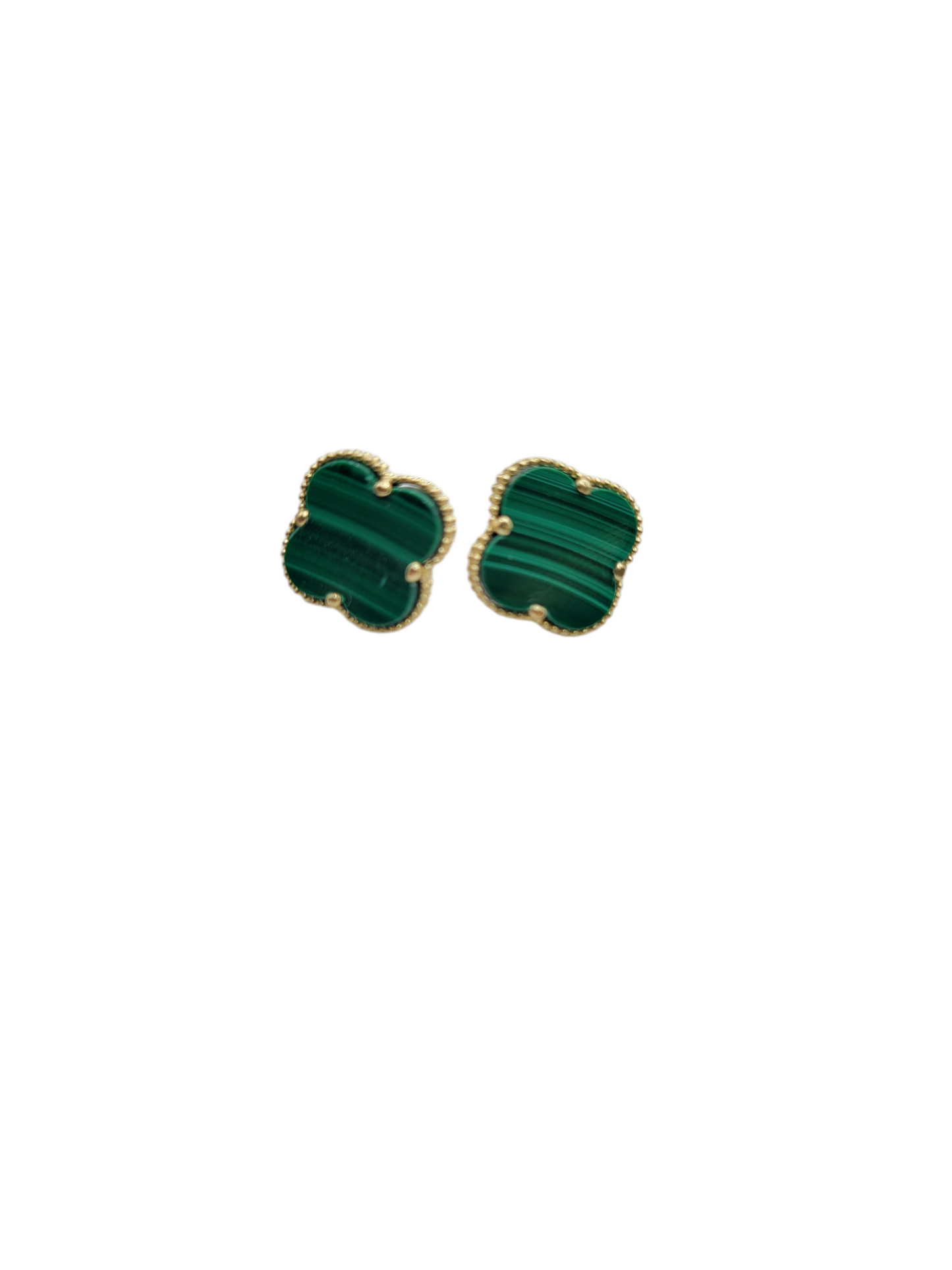 10K gold earrings. Green flowers