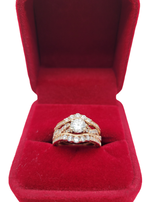 14K rose gold wedding ring. 1.2 ctw real diamonds . Size 6
