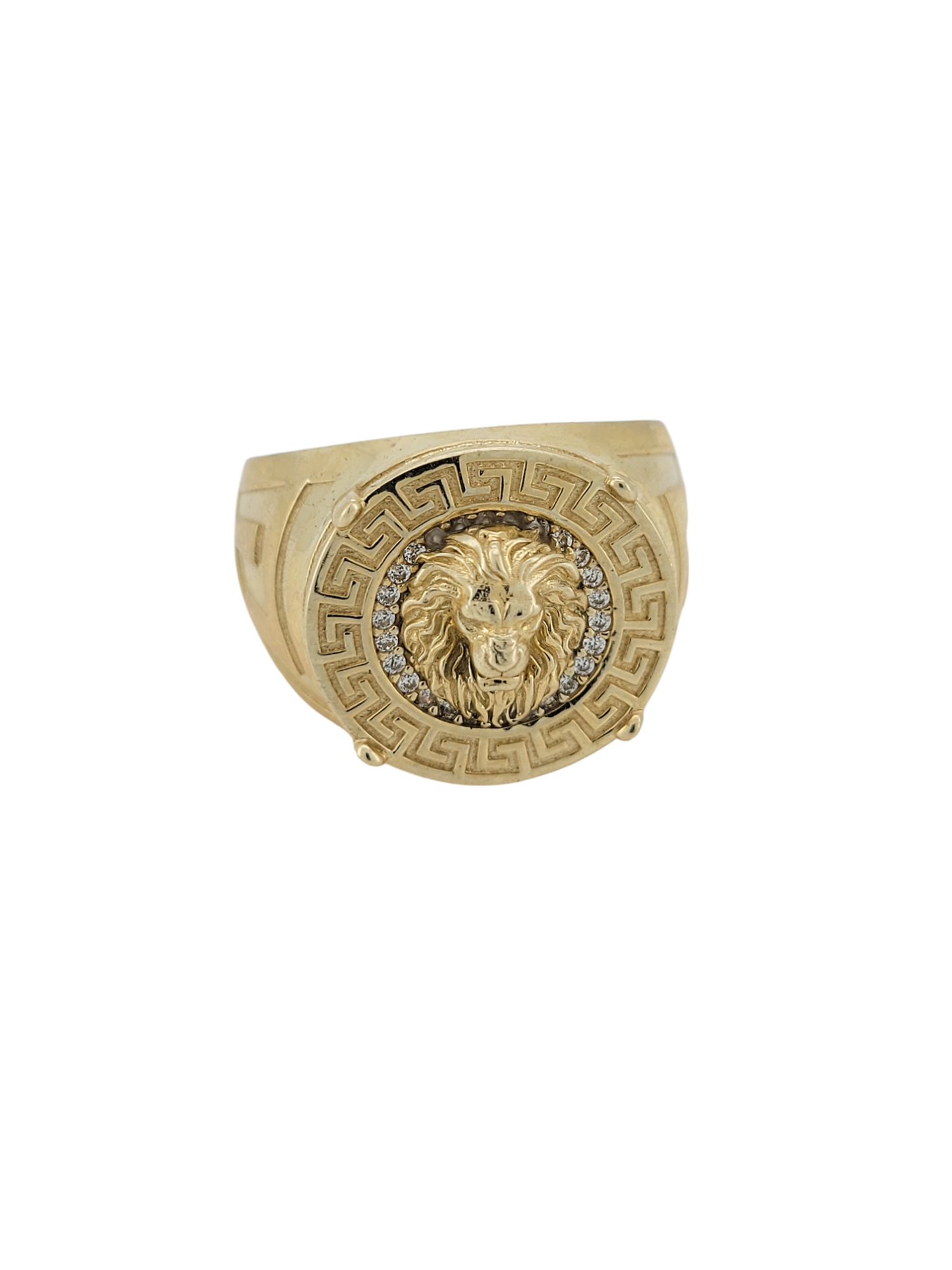10K gold ring. Lion face. CZ stones. Size 11