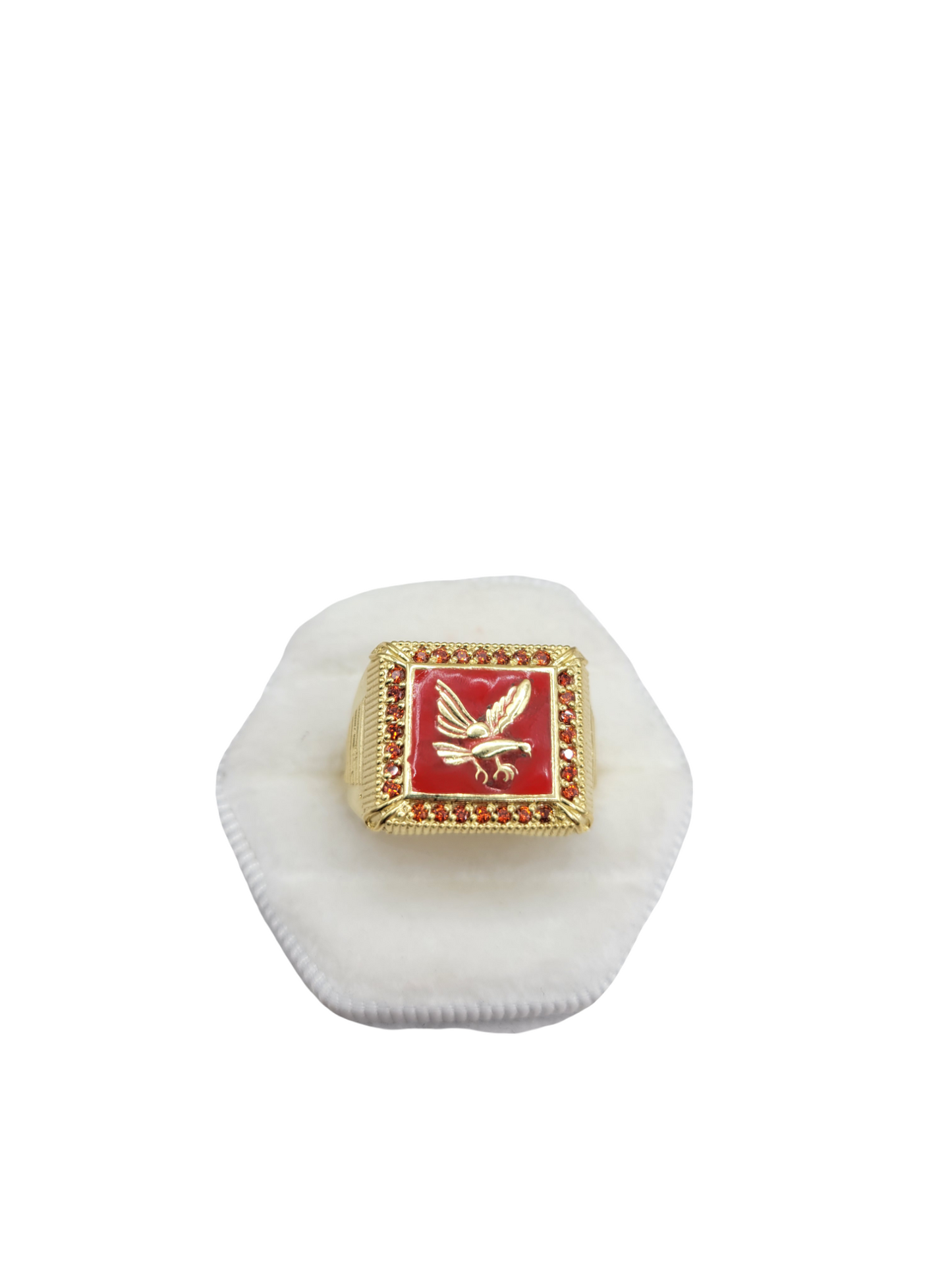 10K Gold Ring. Eagle. Red CZ Stones. Size 9.5