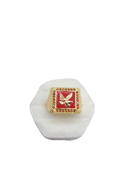 10K Gold Ring. Eagle. Red CZ Stones. Size 9.5
